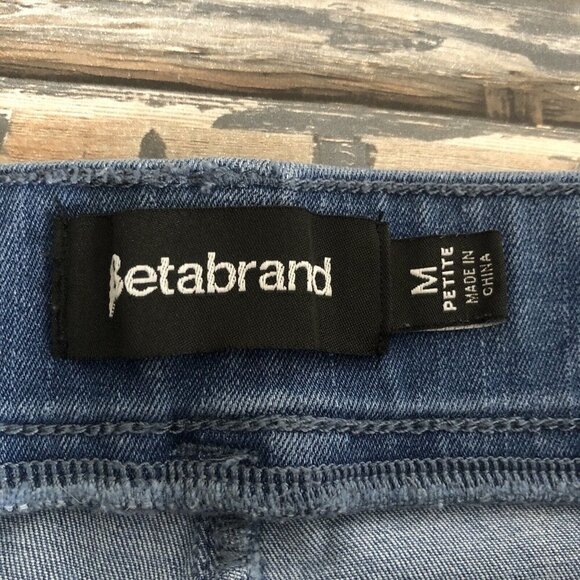 Betabrand Jeans Womens Medium Petite Blue Ankle Cropped Stretch Denim Pull On - Picture 10 of 10